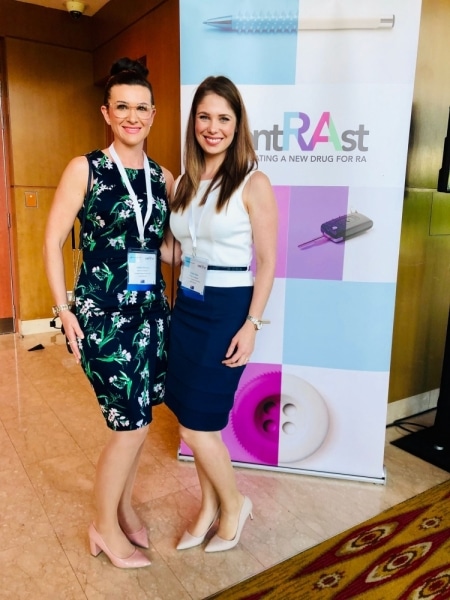 Ashlie and Katie looking sharp at the contRAst investigators meeting