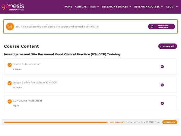 Genesis Research Services Good Clinical Practice Course Updates ICH-GCP