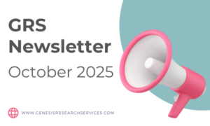 A megaphone announcing the GRS Newsletter - October 2025 - Genesis Research Services