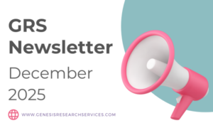 A megaphone announcing the GRS Newsletter - December 2025 - Genesis Research Services